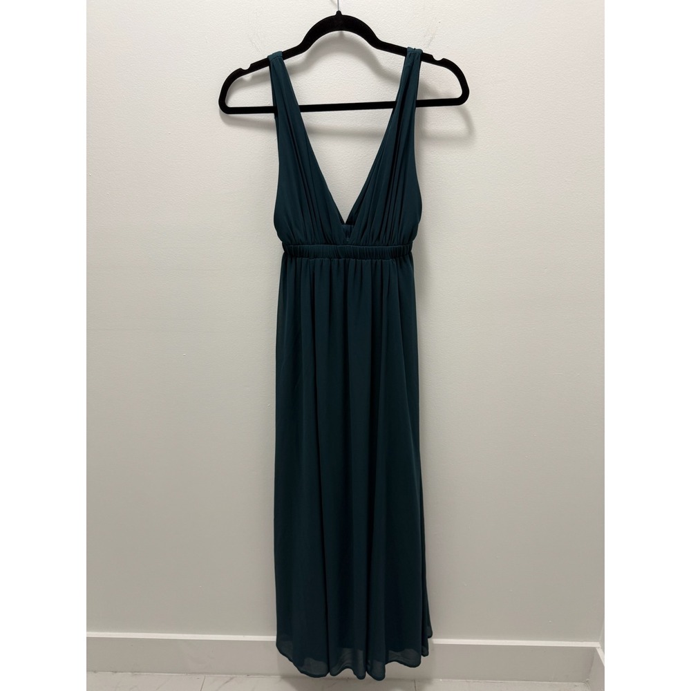 Show Me Your Mumu Heather Maxi Dress Emerald Green V-Neck Gown XXS